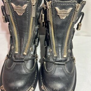 HARLEY-DAVIDSON BLACK LEATHER LACE UP ZIP UP ENGINEER BOSS BIKER BOOTS size 5.5